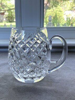 Galway LEAH Crystal Beer Tankard, Mug, Ireland, Etched Shamrocks, HARD TO FIND!